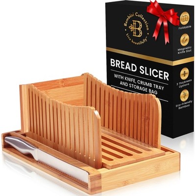 Bread Slicer For Homemade Bread Bamboo Bread Slicer With Bread Knife Foldable Cu