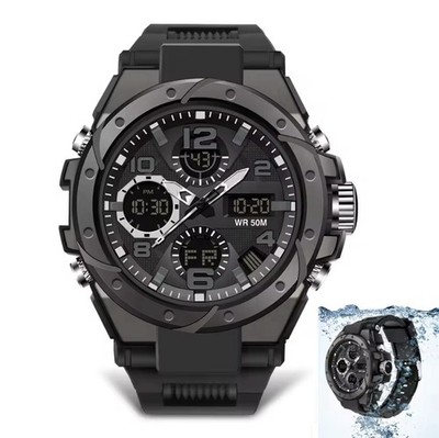 Men Digital Watch Sports,Analog Dual Display,Light 8,Alarm Wproof Date Countdown