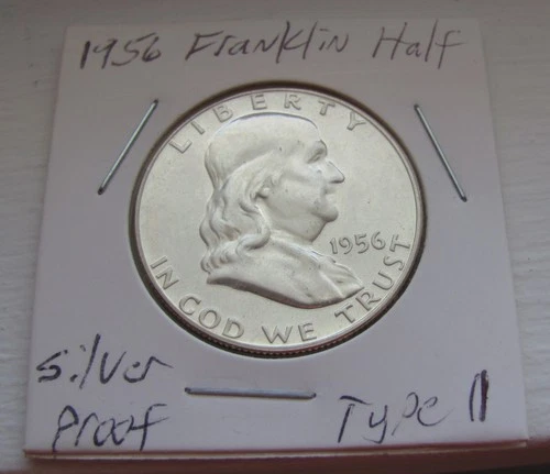1956 SILVER Type 2 Franklin Half Dollar GEM Proof Uncirculated US Coin From Set