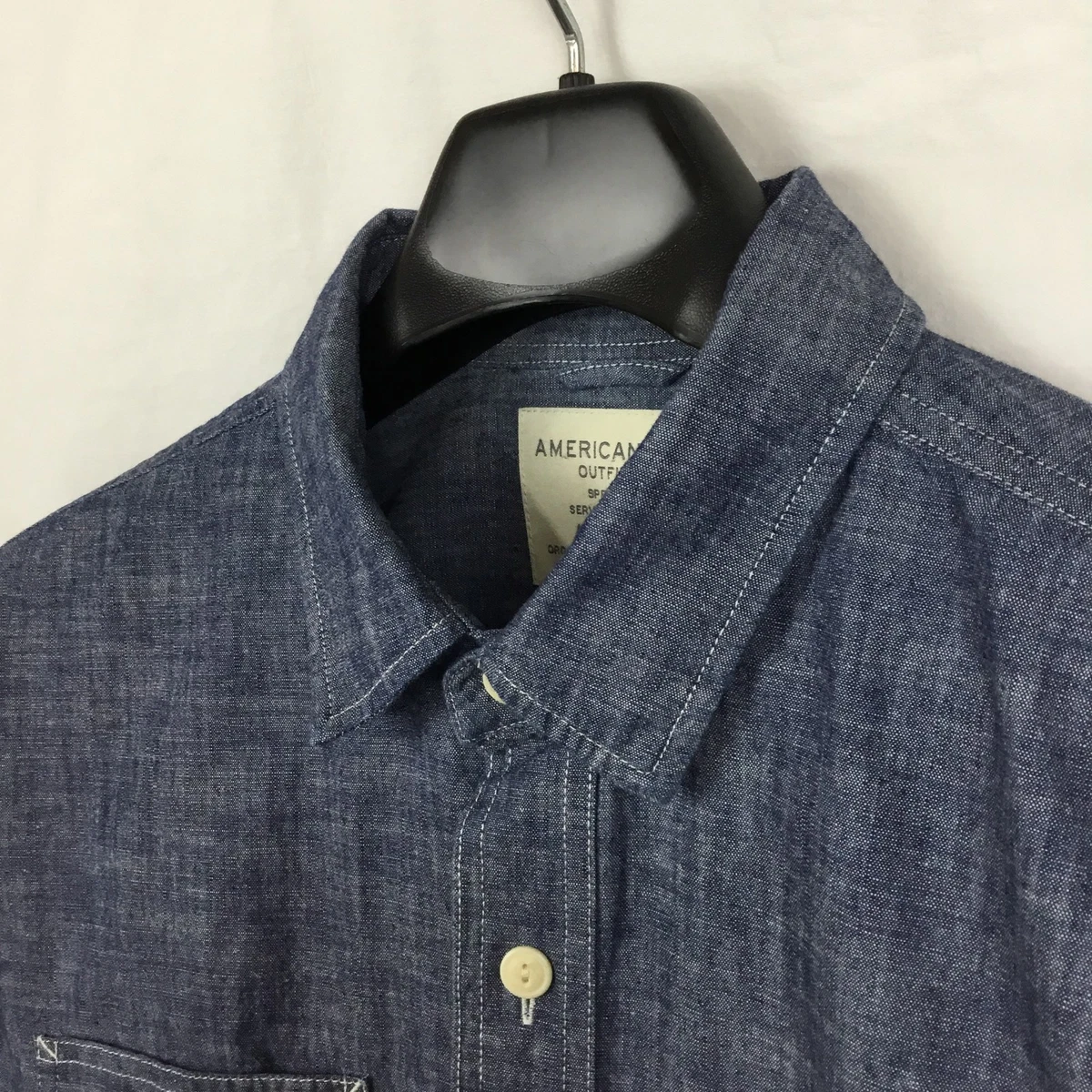 Chemise Homme American Eagle Manches Longues, XL, Rayée Bleu Et Rouge, Coupe Vintage, Neuve Sans étiquette