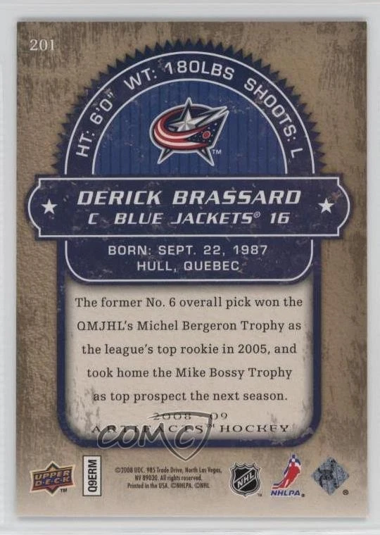 2008-09 Upper Deck Artifacts Rookie /999 Derick Brassard #201 Rookie RC - Image 2 of 2