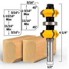 Dual Surface Adjustable Edge Forming Router Bit - 1/2" Shank - Yonico 13971