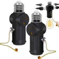 Light Socket to Plug Adapter,E26/E27 3 Prong Light Bulb Outlet Socket Adapter,Bo
