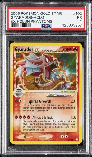 2006 POKEMON EX HOLON PHANTOMS GOLD STAR #102 GYARADOS-HOLO PSA 1
