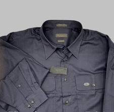 Van Heusen Dark Navy-Black Long Sleeve Button Shirt Wrinkle Free XL 17-17.5 NWT