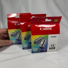 Genuine OEM Canon Pixma Black and Color Ink Tank Cartridge BCI-15 LOT of 3