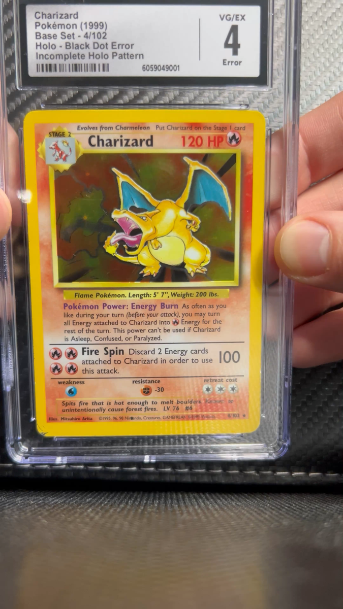 Base Set Charizard Double Error Misprint | Black Dot & Incomplete