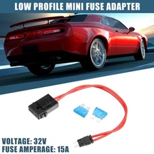 32V Mini Fuse Adapter Tap Fuse Kit with 2pcs 15A Blade Style Fuses for Cars