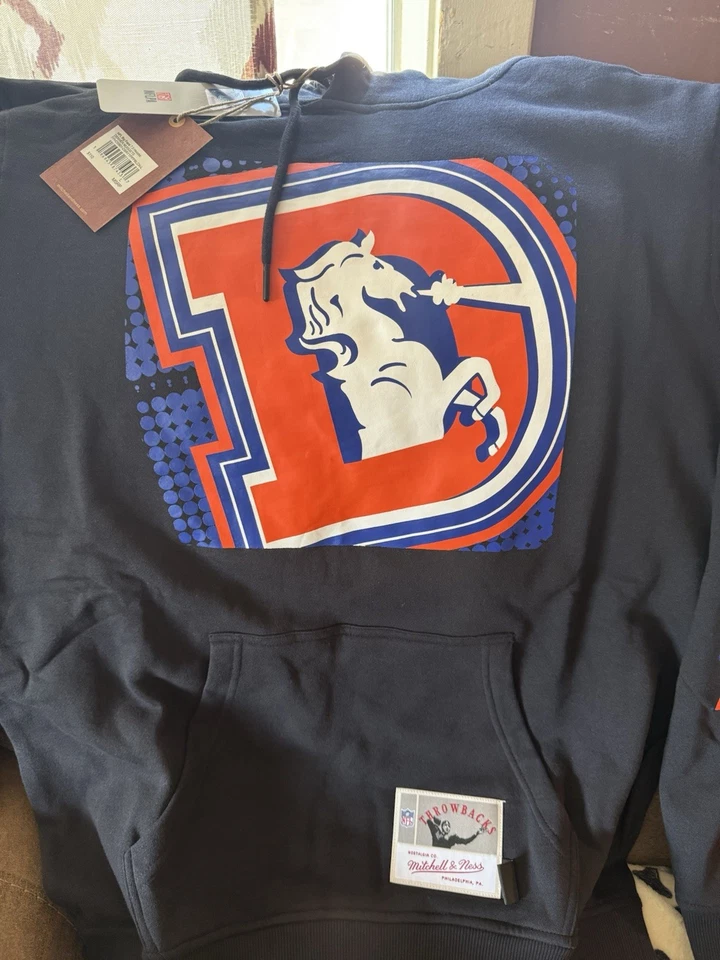 Sudadera con capucha Mitchell & Ness Denver Broncos para hombre talla grande (L) Foto 3 de 3