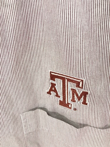 Texas A&M TAMU Cutter Buck Shirt Men Size XL Maroon Stripe Button Long Sleeve - Picture 4 of 12