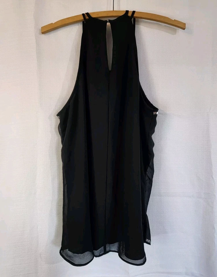 XOXO Women's Top Sleeveless Spaghetti Strap Silver Beads Black Size Large - Image 2 of 4