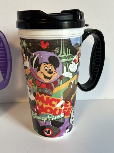 2 Disney Parks WDW Refillable Mug Cup w/Handle & Lid Plastic Mickey Minnie Goofy - Picture 2 of 19
