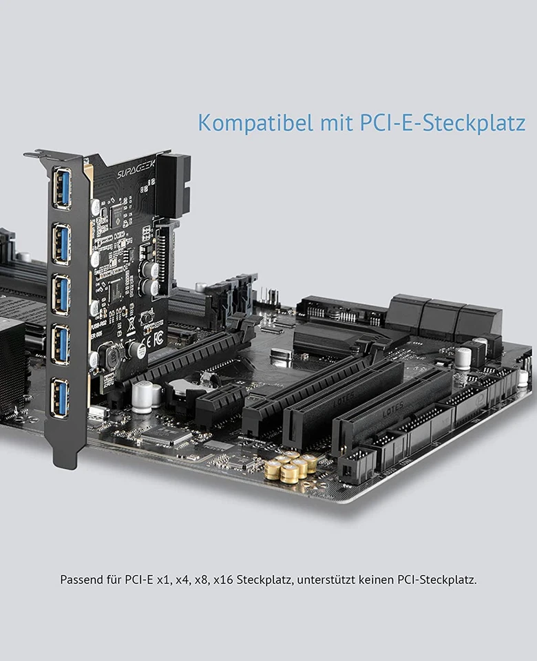 , scheda PCI-E a USB 3.0, 5 porte USB 3.0, USB 3.1 Gen1, PCI Express, larghezza  - Immagine 4 di 4