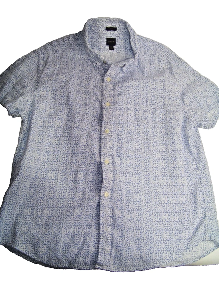 2- Camisa para hombre XL J Crew Flex lavada delgada piña y blanca azul abotonada SS Foto 4 de 4