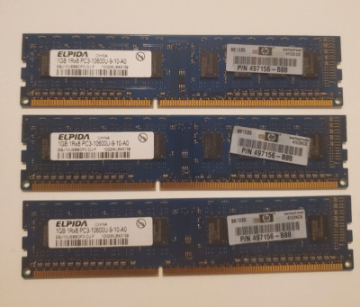 Lot of 3 ELPIDA 1GB 1Rx8 PC3-10600U Desktop Ram EBJ10UE8BDF0-DJ-F Memory