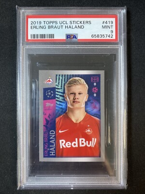 ERLING BRAUT HAALAND 2019 Topps UCL Stickers #419 Rookie PSA 9 Mint