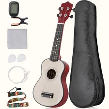 Professional Ukulele for Beginner 21 Inch Soprano Ukelele w/Carrying Bag Natural