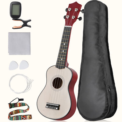 Professional Ukulele for Beginner 21 Inch Soprano Ukelele w/Carrying Bag Natural