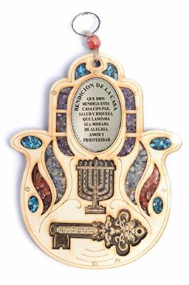 Hamsa - Casa Benedizione Con Semi-Preziose Sassi Da Israele, E The