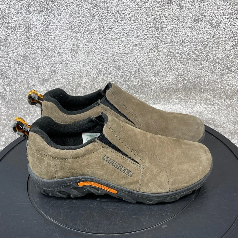 Zapatos Merrell Para Hombre Talla 4 W Jungle Moc Zapatilla Cuero Marrón Sin Cordones Foto 3 de 4