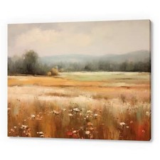 Vintage Land Wiese Feld Landschaft, Landschaft stimmungsvoll Leinwandbild