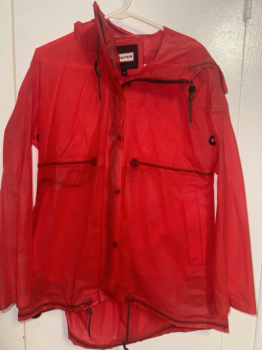 Hunter Original Vinyl Smock Rain Coat Red Transparent Women's Small