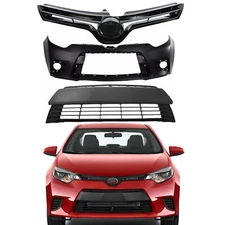 For 2014 2015 2016 Toyota Corolla LE Front Bumper Cover Upper Lower Grille Kit