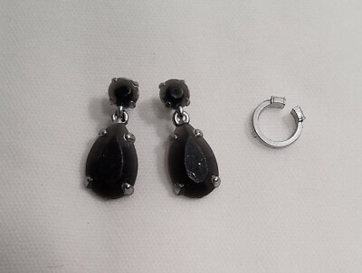 Rainbow Shadow High Shanelle Onyx Black & Silver Earrings & Bracelet Lot