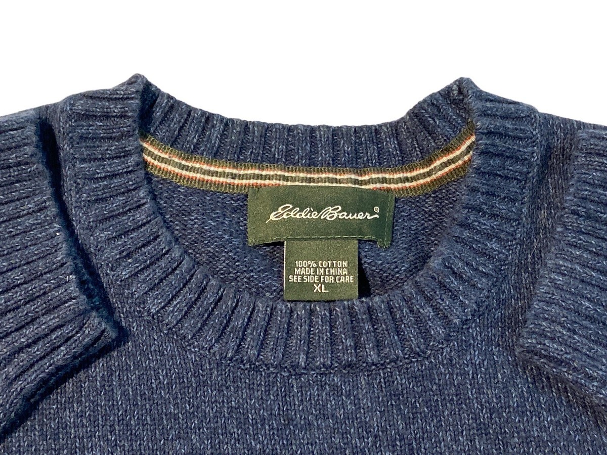 Eddie Bauer Men's XL 100% cotton Blue sweater WPL-96471 | eBay
