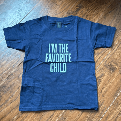 Gildan Size XS Navy Blue I’m The Favorite Child T-Shirt Short Sleeve Crewneck - Picture 2 of 5