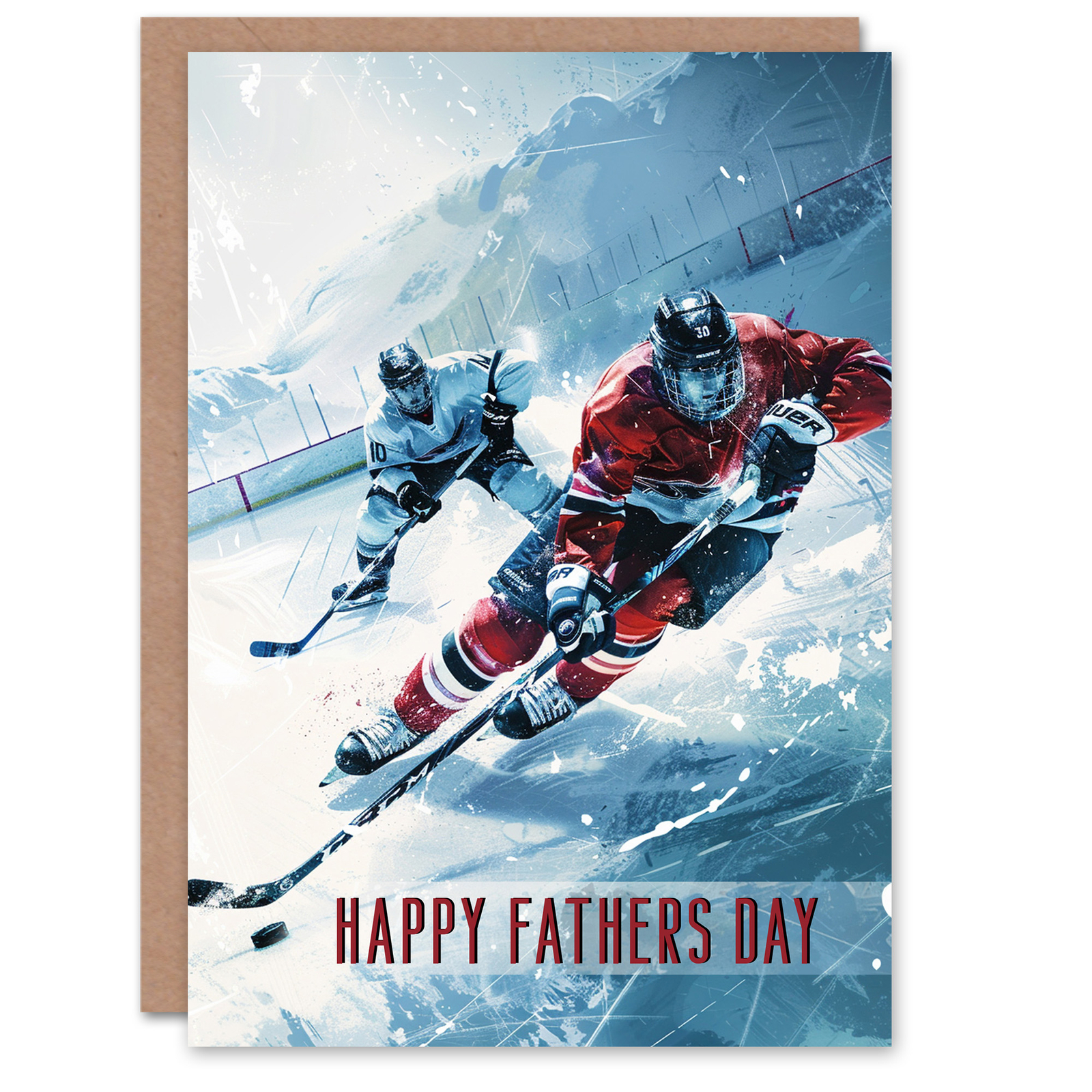 Father's Day Card Ice Hockey Action Shot Sport Painting Dad Father Greeting Card