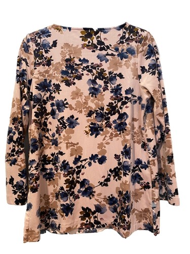 J Jill Pure Jill Top Women Small Petite Light Pink Floral Velvet Velour Vacation - Picture 2 of 7
