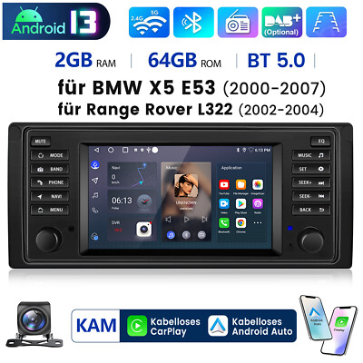 Für BMW E39 X5 E53 2000-2007 Carplay Autoradio Android GPS Navi RDS BT DAB+ +KAM