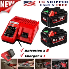 8Ah Capacity (2x Battery + Charger 48-11-1860 ) For Milwaukee M18 48-11-1890 NEW