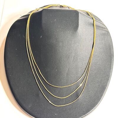 Triple Strand Gold Tone Chain Necklace Simple Elegant Made in Korea Y2K Era