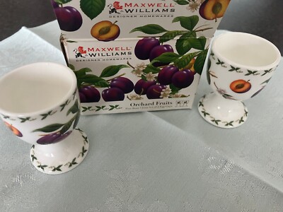 Maxwell & Williams 2 Egg Cups, Orchard Fruits Patterns (Plum)