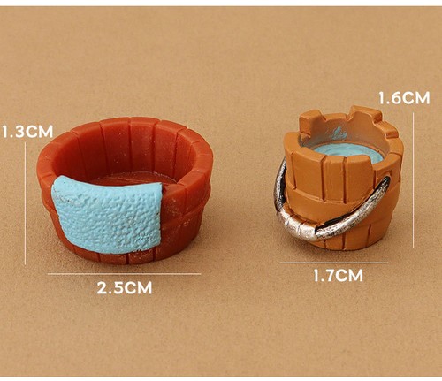 3PC 1/18 Scale Dollhouse Miniatures Accessories Bucket Washbasin Resin Bathroom - Picture 6 of 10