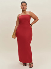 The Reformation - Frankie Linen Dress in Sundried Tomato, Size 16