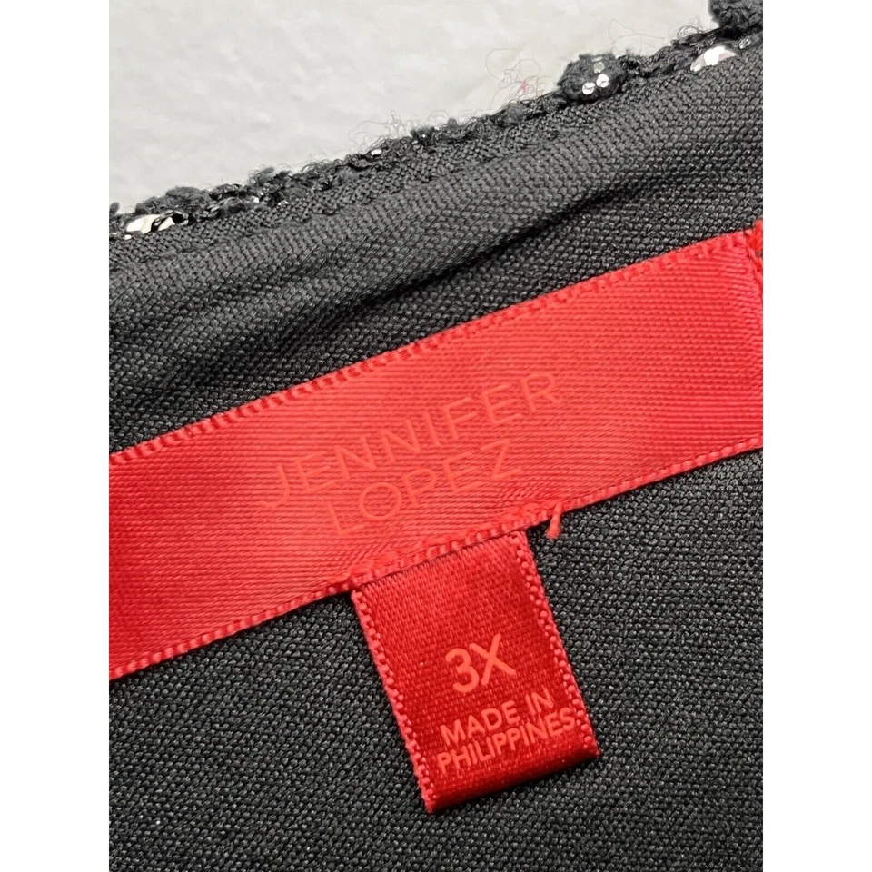 Jennifer Lopez Top Womens Plus size 3X Shimmer Silver Black Holiday Evening Top - Image 4 of 4