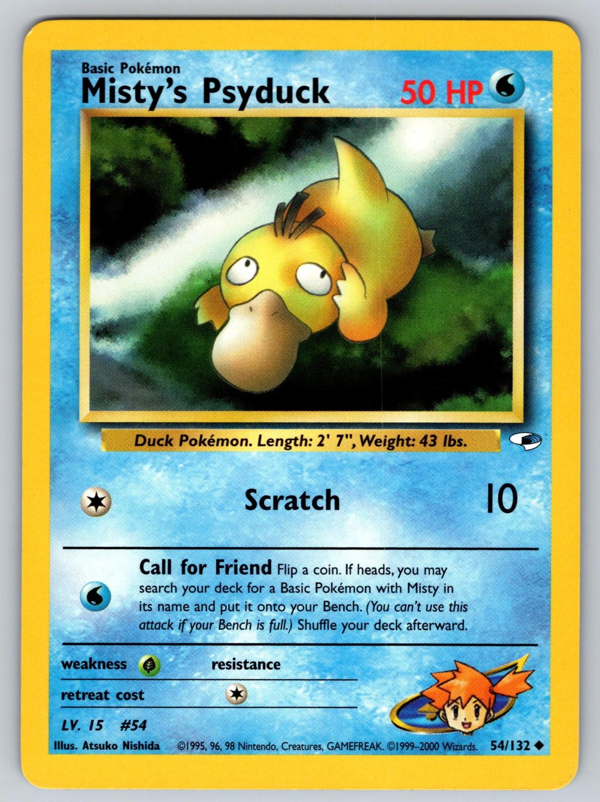 Misty's Psyduck 54/132 Uncommon Gym Heroes Pokemon Unlimited Near Mint