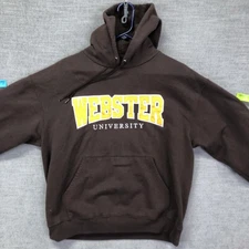 Webster University Hoodie Mens Large Brown Champion Sweatshirt Pullover Fleece