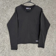 Patagonia Regulator Thermal Womens L Black Long Sleeve V Neck Made in USA