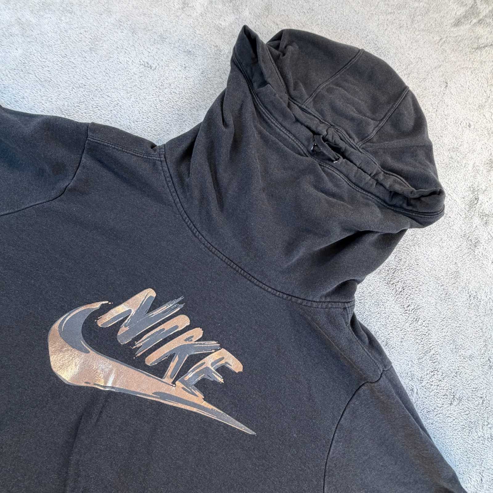 Nike Hoodie Women’s 1X Pullover Sweatshirt Black Metallic Swoosh Logo