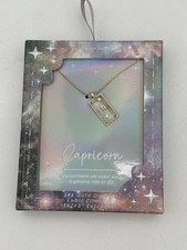 Zodiac CAPRICORN 14K Gold Dip 16" Necklace Cubic Zirconia/Gold Design Pendant