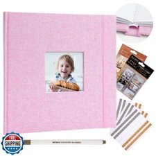 Hiwhy Scrapbook Album, 10"x10" DIY Photo Album with Square Window Linen Cover