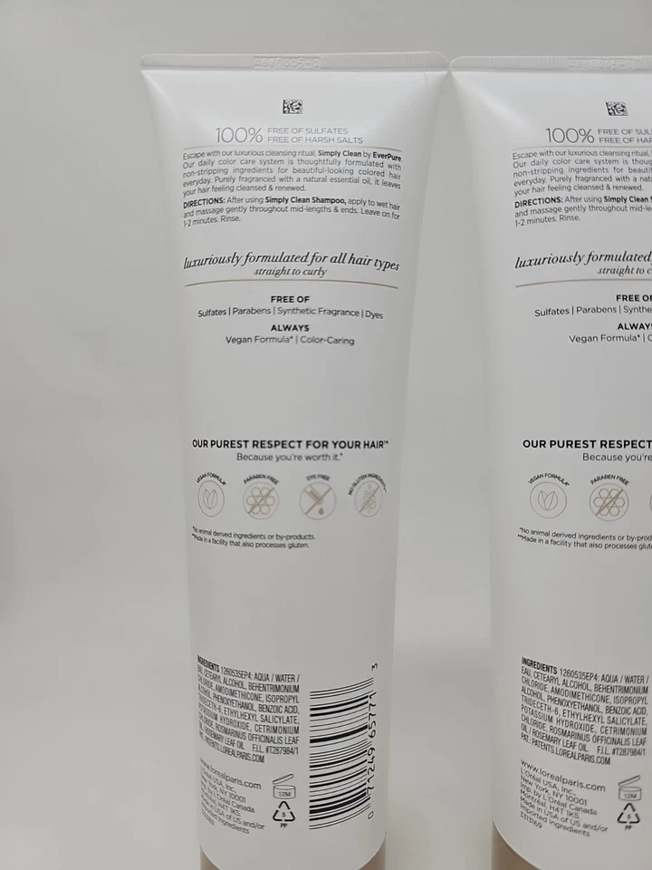 L'Oreal Paris EverPure Sulfate Free Simply Clean Hair Conditioner 2 Pack - Image 4 of 4