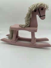 VTG 1998 Handcrafted Wooden 10  Pink Rocking Horse Small Doll Or Shelf Display