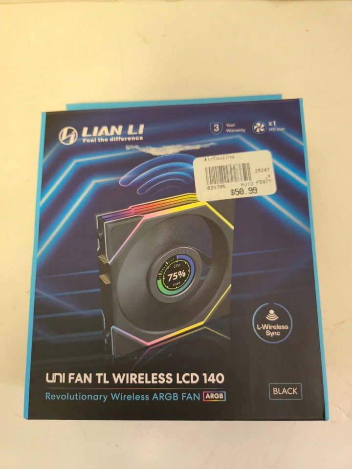UNTESTED - FAN ONLY - Lian Li Uni Fan TL Wireless LCD 140 - Black - Image 4 of 4