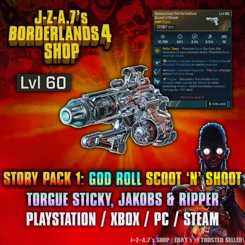 Borderlands 4✨ SCOOT N SHOOT PISTOL LEVEL 60 DLC GOD ROLL BL4 GEAR ✅PC-PS-XBOX✨