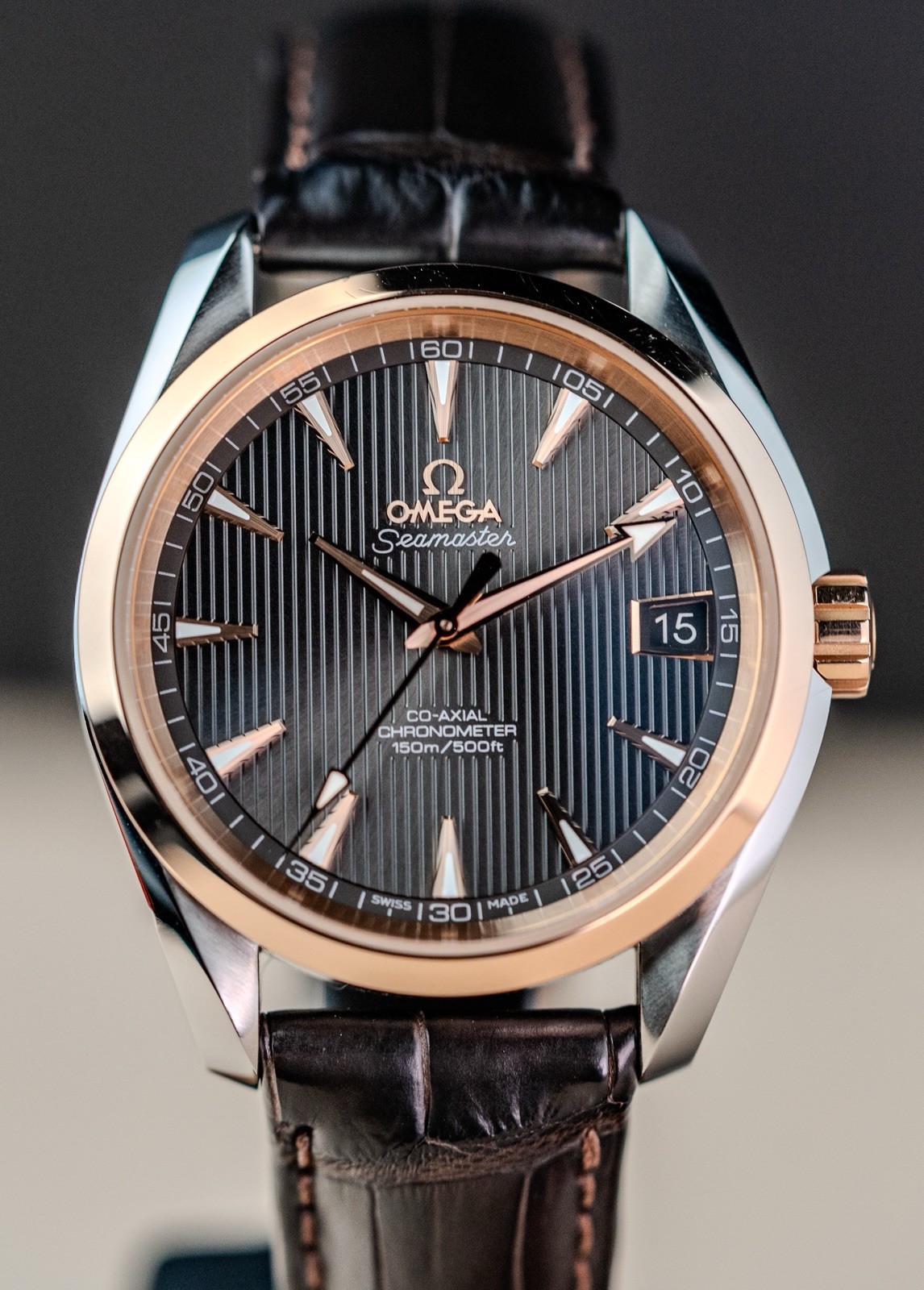 Omega Aqua Terra 38.5mm Gold Bezel 231.23.39.21.06.001 Full Set Very Good Cond!